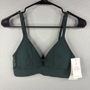 Lively - Forest Green Mesh Trim Bralette Wire-Free
